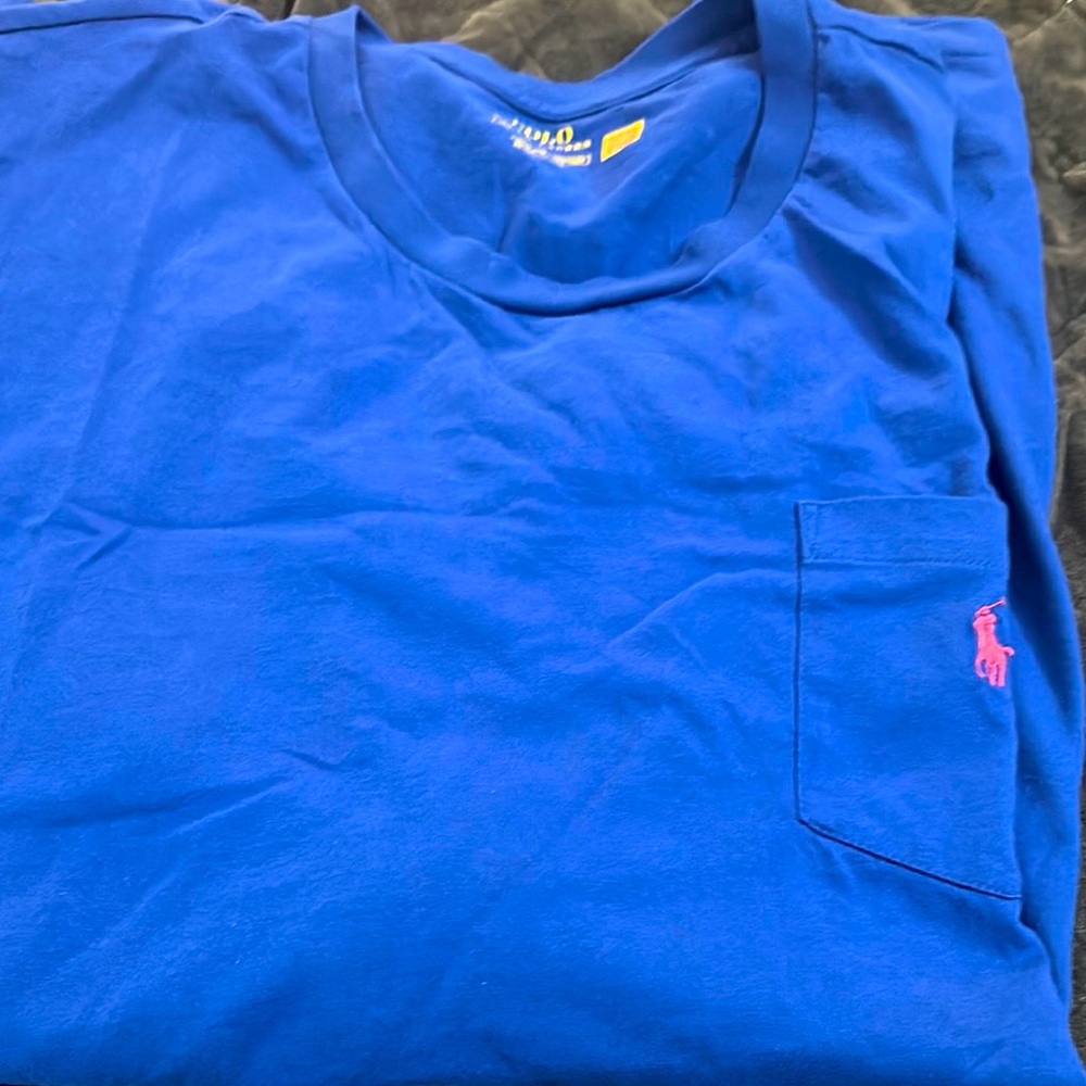 Ralph Lauren Blue 2XB T-Shirt with Pink Logo NWOT